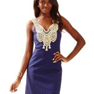 Lilly Pulitzer Largo Pique Embellished Sleeveless Shift Dress Women's Size 0
